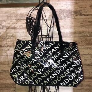 Pandora tote bag black white and gray travel bag purse grocery carrier clothing‌